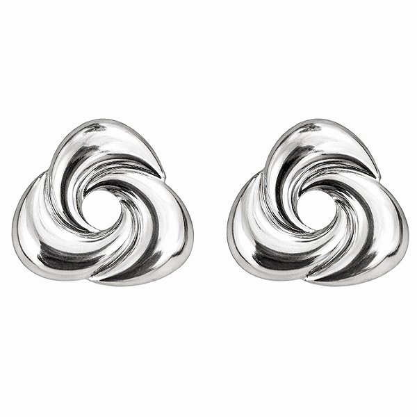 Brinco triângulo ondas em banho de prata silver