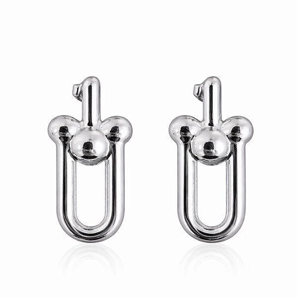 Brinco inspiração Tiffany liso em banho de prata silver