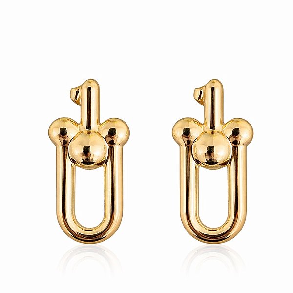 Brinco inspiração Tiffany liso em banho de ouro 18k