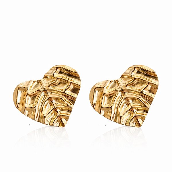 Brinco de folha em formato de coração em banho de ouro 18k