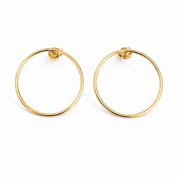 Brinco circulo vazado em banho de ouro 18k