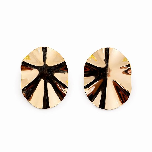 Brinco chapa orgânica em banho de ouro 18k