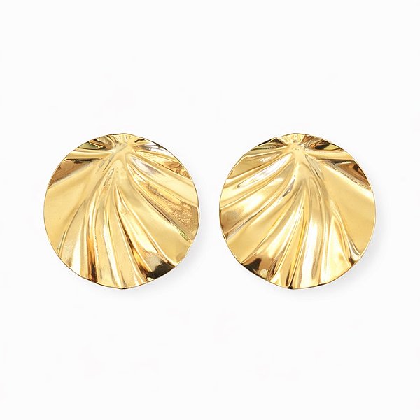 Brinco orgânico em banho de ouro 18k