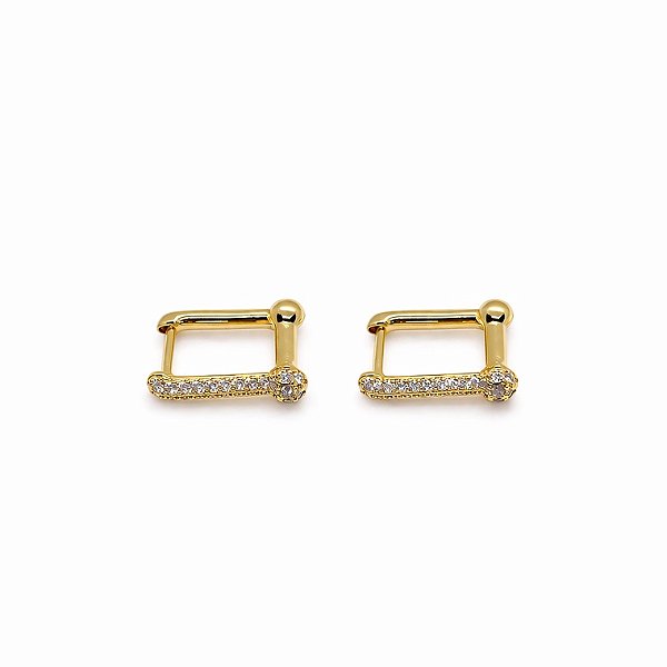 Argola inspiração Tiffany lisa e cravejada em banho de ouro 18k