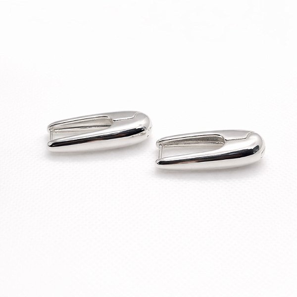 Argola palito robusta em banho de prata silver