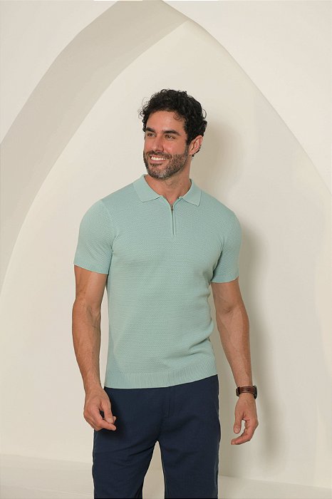 Polo Gola Retilínea Com Ziper