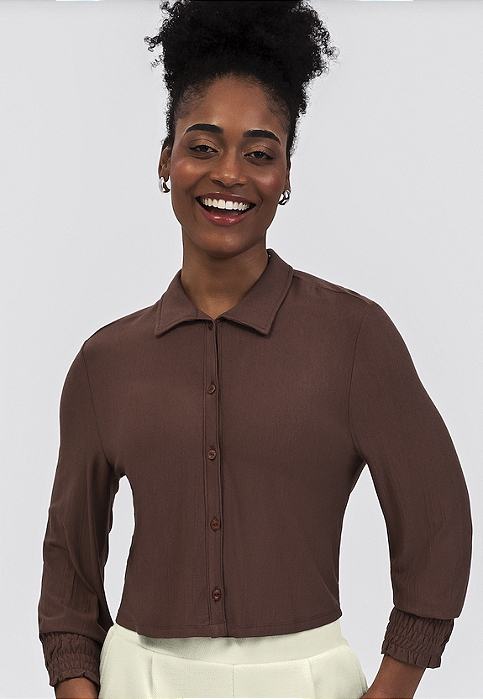 Camisa Feminina Viscose Listra Dupla Habana Casual Elegante