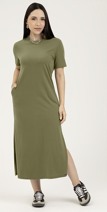 Vestido Malha Comfort Com Bolso Cativa
