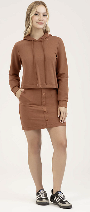 Conjunto Moletom Sem Felpa Blusa e Saia Cativa