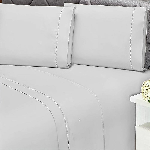 Lençol King com elástico 180 fios 100% Algodão Premier - Andreza Branco