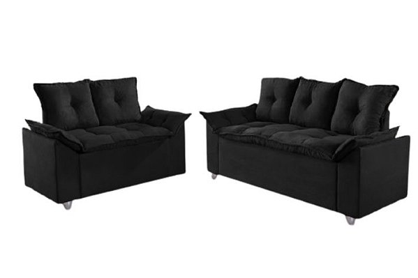 SOFA 3X2 LUG - PAMPULHA - TEC 20 PRETO