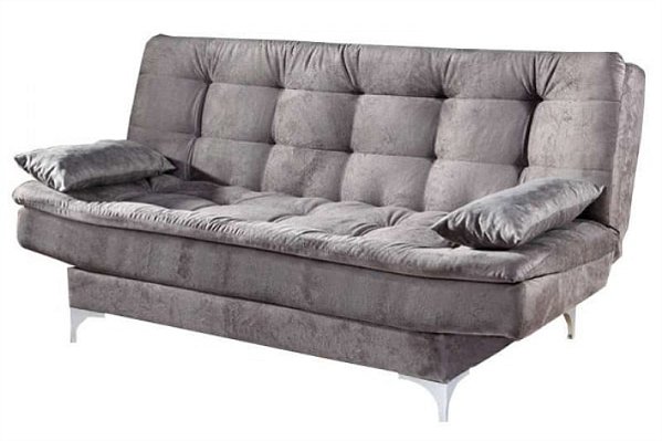 SOFA CAMA PARIS - PE CROMADO - CINZA LISO