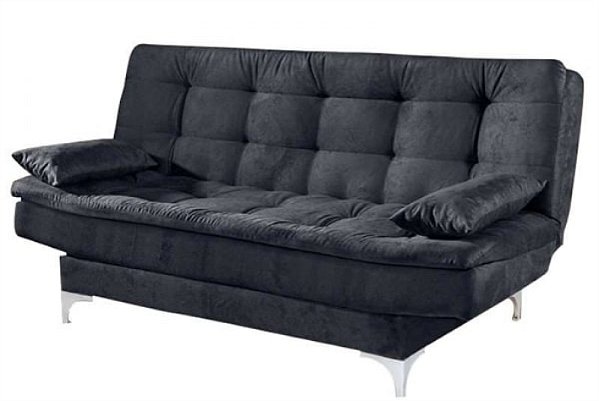SOFA CAMA PARIS - PE CROMADO- PRETO LISO