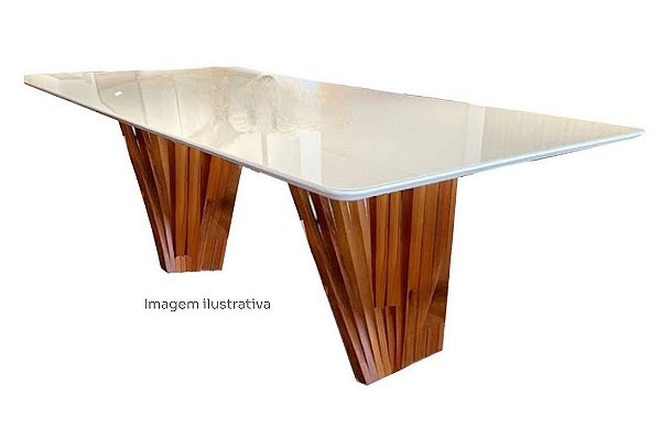 MESA MIRELA 200X100 VIDRO C/BORDA CINAMOMO - VA MOV