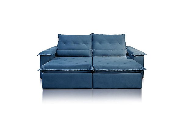SOFA RETR VALENCIA 250CM VEL AZUL/529 - JC ESTOFADOS