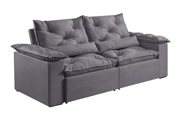 SOFA RETR GRECIA 195 - VEL CINZA - ESTOFAMART