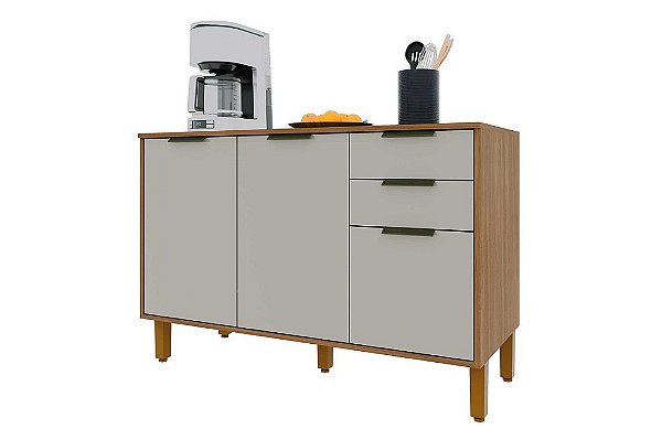 BALCAO COZ TORONTO 120 3PTS 2GAV C/TAMP FREIJO/OFF - INDEKES