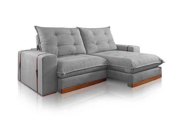 SOFA RETR DINAMARCA 250CM VEL CINZA/526 - JC ESTOF
