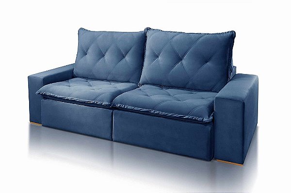 SOFA RETR LORETO 230CM VEL AZUL/524 - JC ESTOF