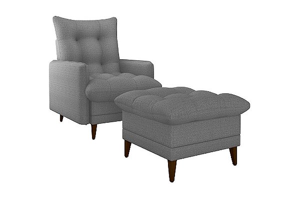 POLTRONA +PUFF MONTREAL LINHO E CINZA/487 - MATRIX