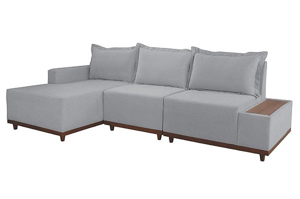 SOFA CHAISE SUICA/3078 BRACO MESA LIN CINZA/D 2124 - LUFER