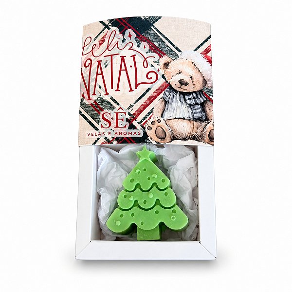 Kit Vela Pinheirinho de Natal Maça & Canela com Caixa Natalina