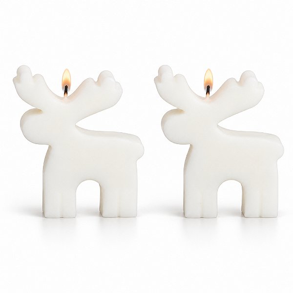 Kit Caixa Natalina com 2 Velas de Renas Aroma de Maça e Canela