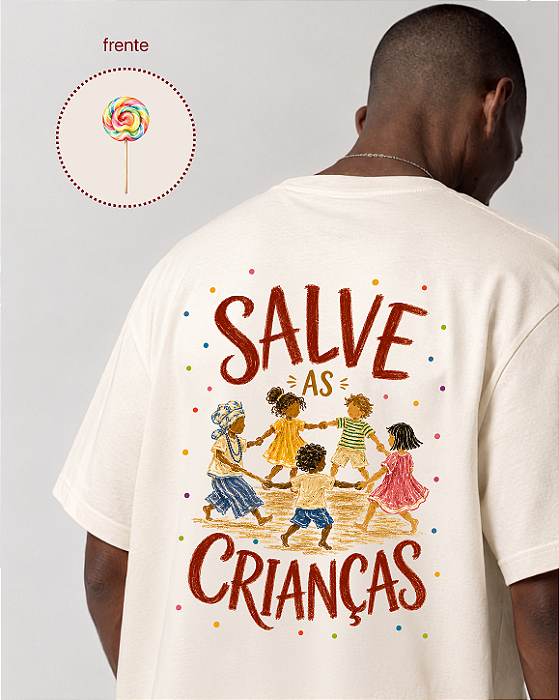 Camiseta OffWhite Unissex - Salve as crianças Ilustração