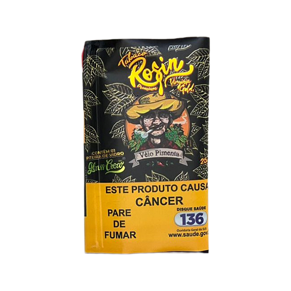 Tabaco Rosin Premium Blend + Piteira de Vidro 25g Véio Pimenta