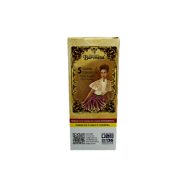 Cigarrilha Baronesa Chocolate com Piteira - Petaca com 5