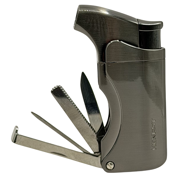 Maçarico Honest para Cachimbo 1 Chama com Canivete BCZ241 Grafite
