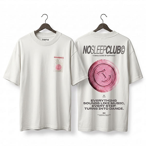 Camiseta Oversized TRM - No Sleep Club Off-White Branca