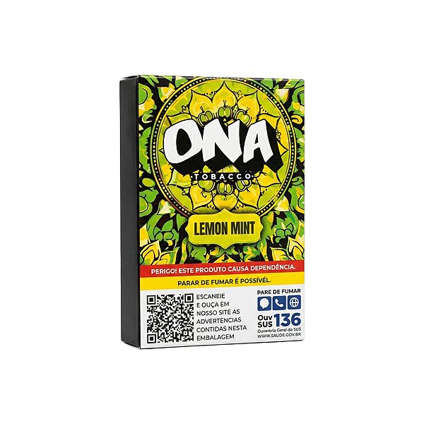 Essência para Narguile Ona Lemon Mint 50g Sabor Limão e Menta Refrescante