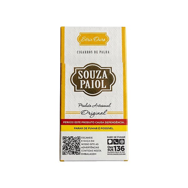 Cigarro de Palha Souza Paiol Série Ouro Palheiro Artesanal Maço com 18 Unidades