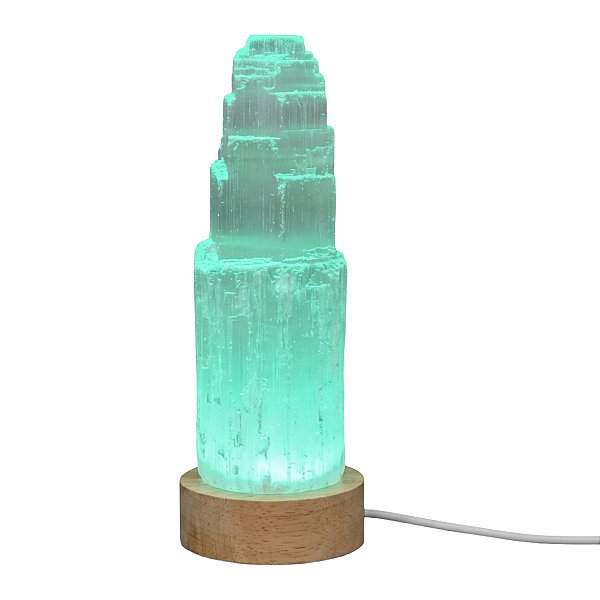 Kit Torre de Selenita Branca com Base LED G Purificação