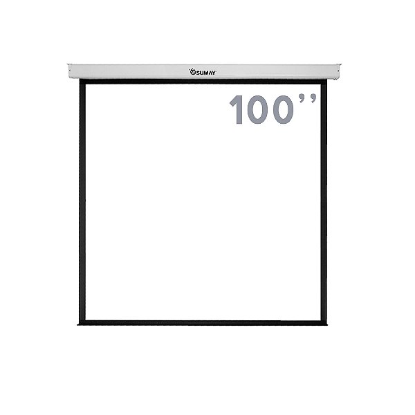 Tela de Projeção Retrátil 100" Polegadas 1,80x1,80m 1:1 Sumay TRQS100
