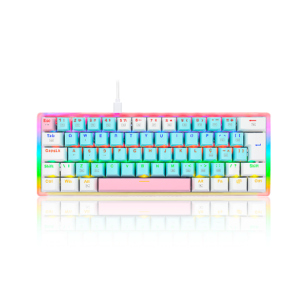 Teclado Redragon Akali Cotton Candy Rainbow Switch Marrom Pt