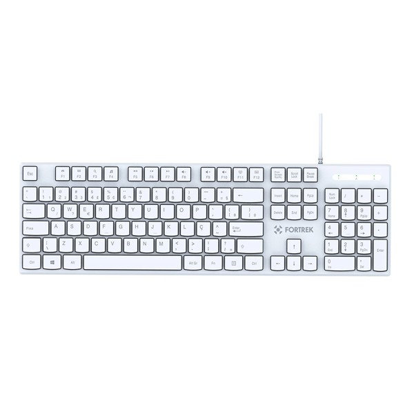 Teclado Office Fortrek K15 Slim USB ABNT2 Branco