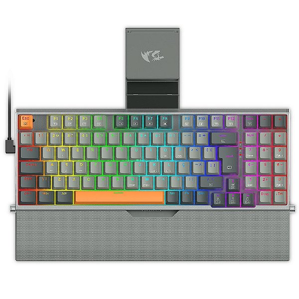 Teclado Mecânico Redragon Olaf Cinza RGB ABNT2 Switch Brown