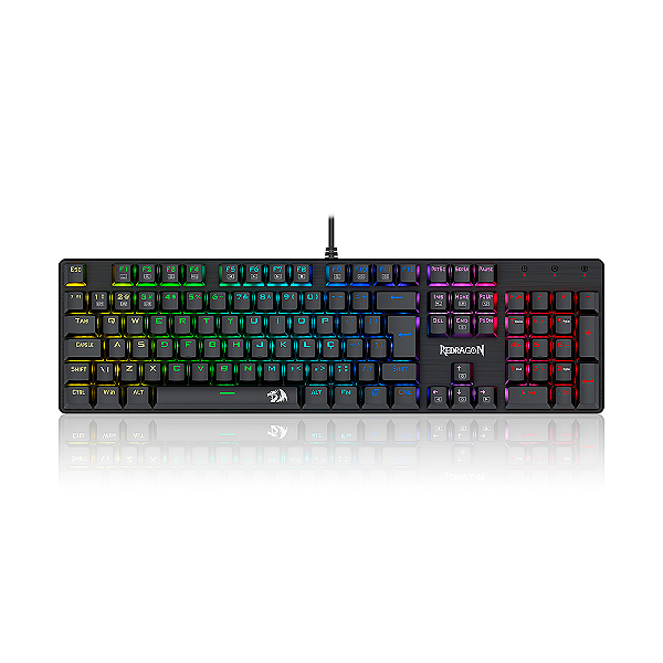 Teclado Mecânico Redragon Sindri Rainbow Switch Brown ABNT2 Preto