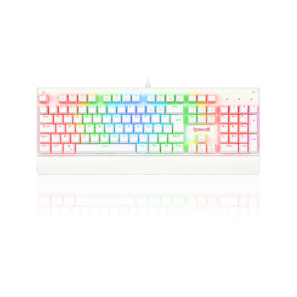 Teclado Mecânico Redragon Kala Rgb Branco Switch Azul Abnt2