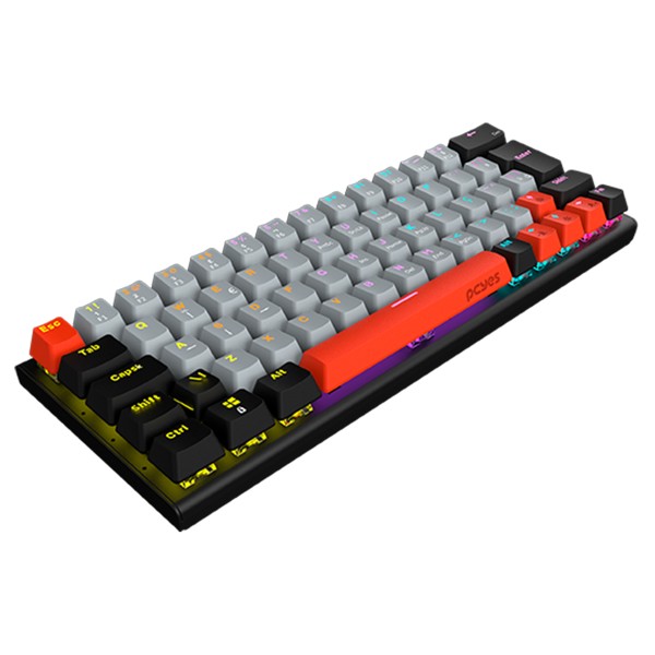 Teclado Mecanico 60% Pcyes Kuromori Black Vulcan - Switch Red - Led Rainbow - PTKM60RD