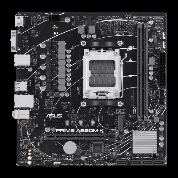 Placa Mae AMD (AM5) Asus Prime A620M-K, DDR5, M.2, Usb 3.2, Hdmi, Vga