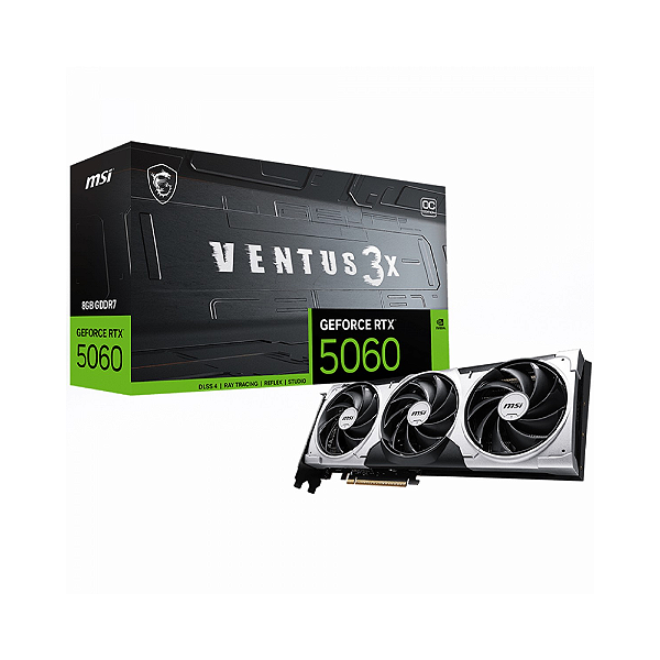 Placa de Vídeo MSI GeForce RTX 5060 8GB Ventus 3x OC Edition GDDR7 912-V537-035