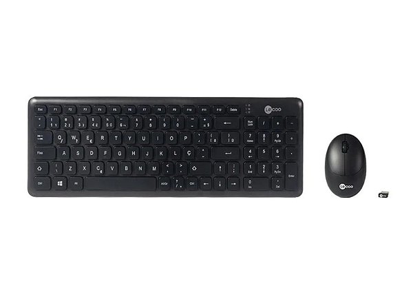Kit Teclado e Mouse Sem Fio KW204 Preto Lecoo