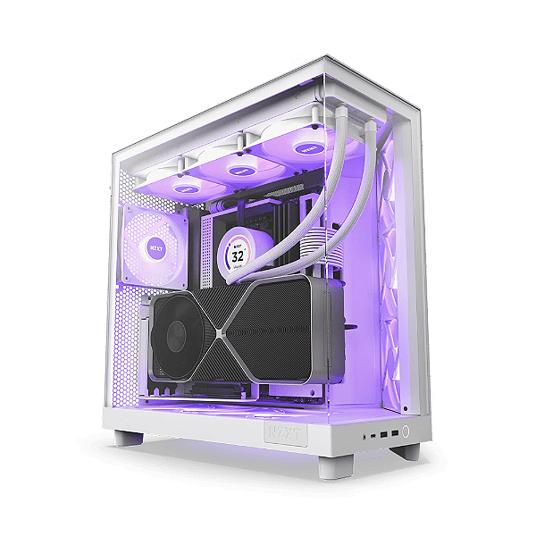 Gabinete Gamer NZXT H6 Flow RGB Branco Com 3 Fans F120 RGB