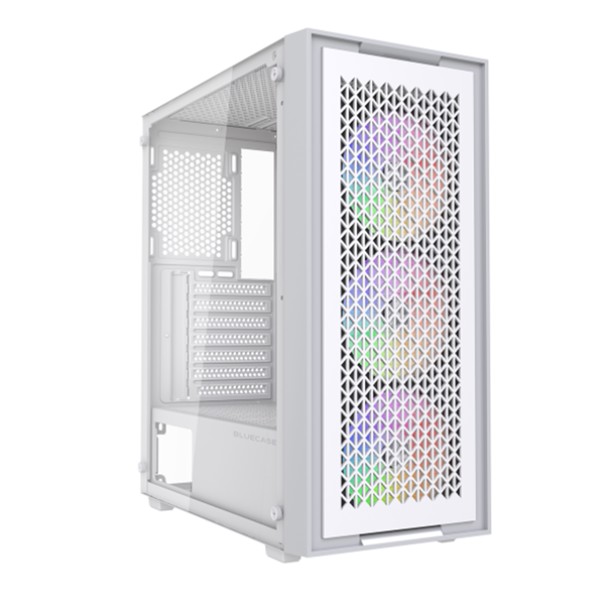 Gabinete Gamer BG-050 X-Frame Branco e Cinza Bluecase com Frontal Removível