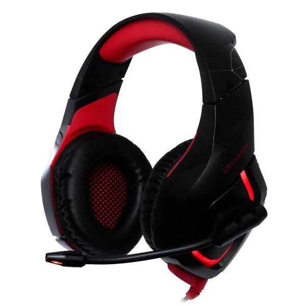 Fone de Ouvido Headset Gamer Draxen DN100 Preto e Vermelho