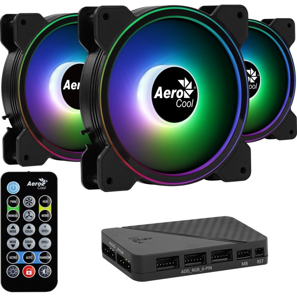Cooler Fan 120X120X25mm Aerocool KIT 3 Coolers Saturn 12 Pro ARGB + Hub + Controle