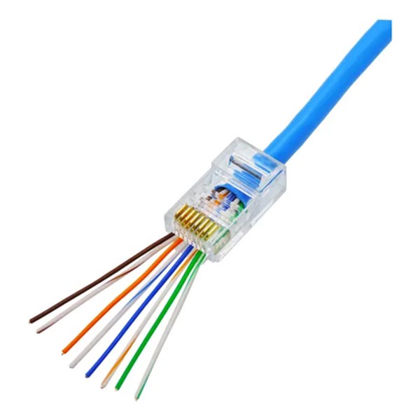 Conector RJ45 Macho Cat.5E Passante (UNIDADE)